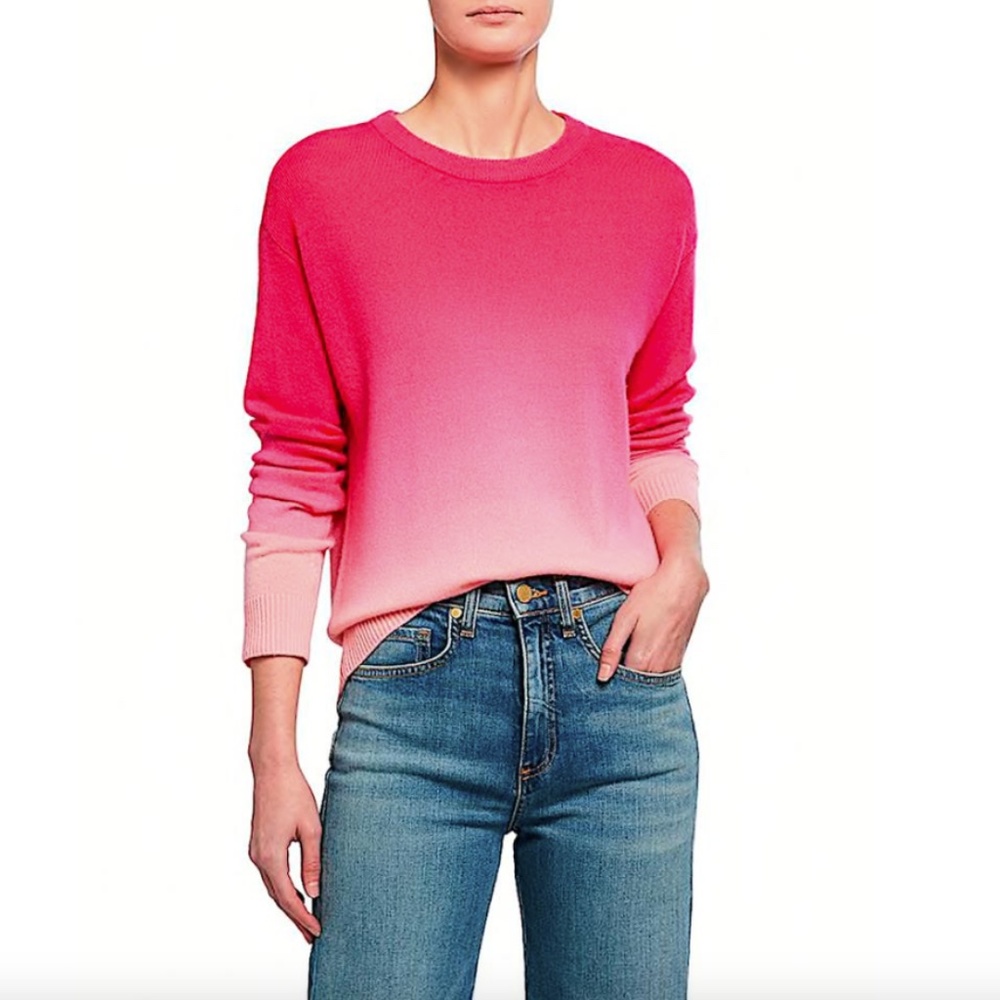 Alice + Olivia Gleeson Dip Dye Cashmere Blend Pink with Tag Sweater